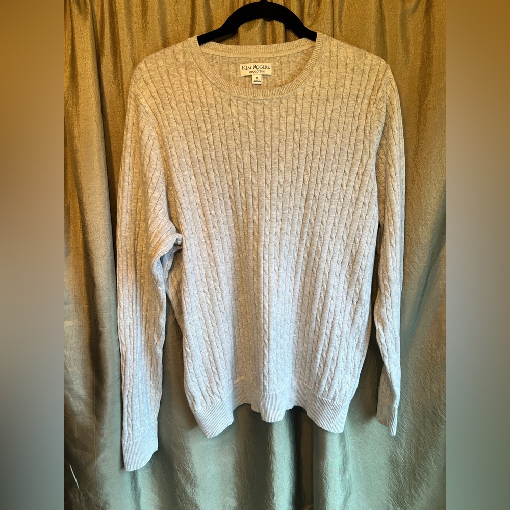 Kim Rogers Light Gray Cable Knit Sweater